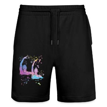 Artistic Swim Team Synchronschwimmen - Stanley/Stella Unisex Bio Joggingshorts Trainer  - Schwarz - Vorne - Nik (191cm) & Marisol (170cm)