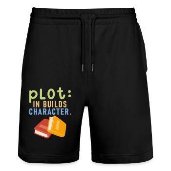 Plot It Builds Charactet Book Writing Writer - Stanley/Stella Unisex Bio Joggingshorts Trainer  - Schwarz - Vorne - Nik (191cm) & Marisol (170cm)