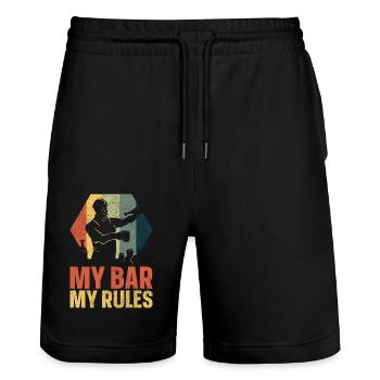 Bartender Mixologist My Bar My - Stanley/Stella Trainer Unisex Organic Jogging Shorts - black - Front - Nik (191cm) & Marisol (170cm)