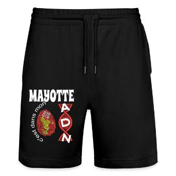 idee cadeau design graphique carte de Mayotte 976 - Short de jogging bio TRAINER Stanley/Stella unisexe - noir - Devant - Nik (191cm) & Marisol (170cm)