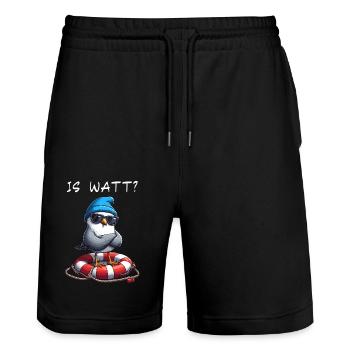 Hamburg Hamburg Seagull Wadden Sea Funny - Stanley/Stella Trainer Unisex Organic Jogging Shorts - black - Front - Nik (191cm) & Marisol (170cm)
