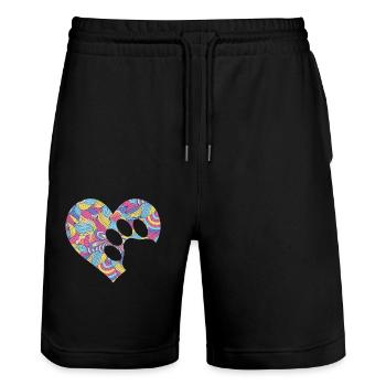 Colorful Paw Heart Fun Animal Pawprint Veterinary - Stanley/Stella Trainer Unisex Organic Jogging Shorts - black - Front - Nik (191cm) & Marisol (170cm)