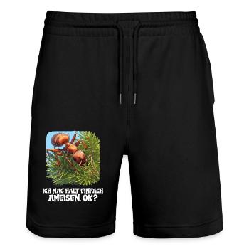 Ant Ameisen Ameise - Stanley/Stella Unisex Bio Joggingshorts Trainer  - Schwarz - Vorne - Nik (191cm) & Marisol (170cm)