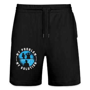 Stamp Collector My Problem My Pictogram Dad Mom - Stanley/Stella Trainer Unisex Organic Jogging Shorts - black - Front - Nik (191cm) & Marisol (170cm)