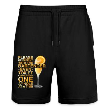 Bartender Mixologist Please Be - Stanley/Stella Unisex Bio Joggingshorts Trainer  - Schwarz - Vorne - Nik (191cm) & Marisol (170cm)