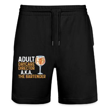 Bartender Mixologist Adult Daycare - Stanley/Stella Trainer Unisex Organic Jogging Shorts - black - Front - Nik (191cm) & Marisol (170cm)