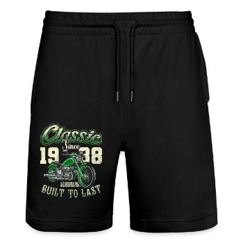 Motorcycle Bikers Motorbike Birthday Born In 1988 - Stanley/Stella Trainer Unisex Organic Jogging Shorts - black - Front - Nik (191cm) & Marisol (170cm)