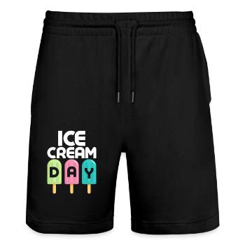 Ice Cream Day Summer Scoop Cone - Stanley/Stella Unisex Bio Joggingshorts Trainer  - Schwarz - Vorne - Nik (191cm) & Marisol (170cm)