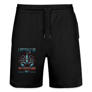 Ich Mag Einfach Skorpione - Stanley/Stella Unisex Bio Joggingshorts Trainer  - Schwarz - Vorne - Nik (191cm) & Marisol (170cm)