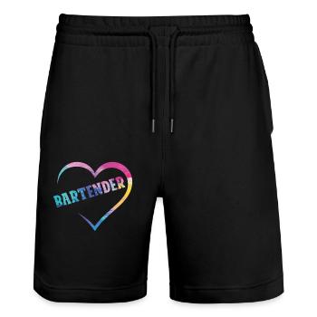 Barman Mixologue Coeur - Short de jogging bio TRAINER Stanley/Stella unisexe - noir - Devant - Nik (191cm) & Marisol (170cm)