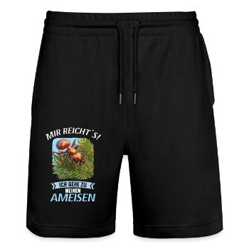 Ant Ameisen Ameise - Stanley/Stella Unisex Bio Joggingshorts Trainer  - Schwarz - Vorne - Nik (191cm) & Marisol (170cm)