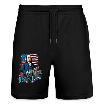 Fear no one, respect few. - Stanley/Stella Trainer Unisex Organic Jogging Shorts - black - Front - Nik (191cm) & Marisol (170cm)