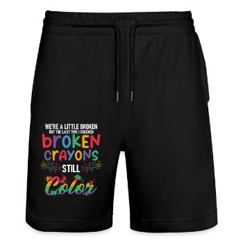 Broken Crayons Still Color Mental Health Awareness - Stanley/Stella Unisex Bio Joggingshorts Trainer  - Schwarz - Vorne - Nik (191cm) & Marisol (170cm)
