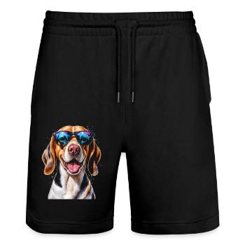 Beagle Sunglasses Dog Funny Animal Design Print - Stanley/Stella Trainer Unisex Organic Jogging Shorts - black - Front - Nik (191cm) & Marisol (170cm)