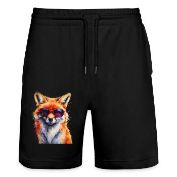 Lunettes de soleil renard imprimé imprimé animal coloré - Short de jogging bio TRAINER Stanley/Stella unisexe - noir - Devant - Nik (191cm) & Marisol (170cm)