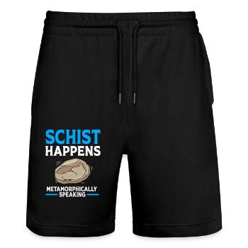 Geologist Geology - Stanley/Stella Trainer Unisex Organic Jogging Shorts - black - Front - Nik (191cm) & Marisol (170cm)