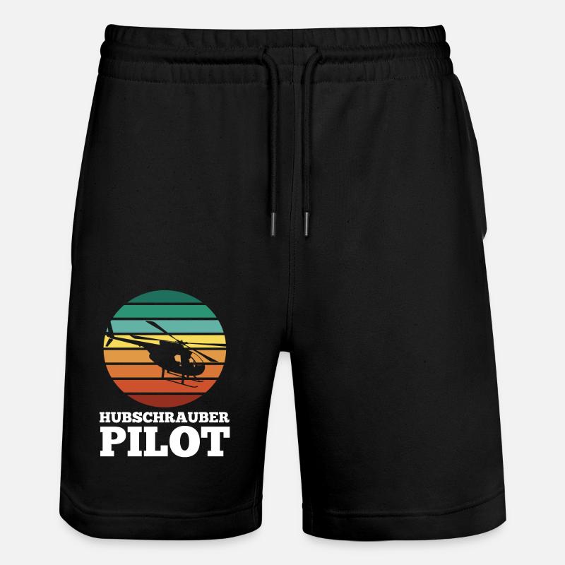 Pilot Helikopter Hubschrauber - Stanley/Stella Unisex Bio Joggingshorts Trainer  - Schwarz