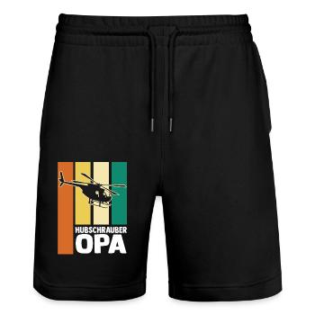 Opa Großvater Pilot Helikopter Hubschrauber - Stanley/Stella Unisex Bio Joggingshorts Trainer  - Schwarz - Vorne - Nik (191cm) & Marisol (170cm)