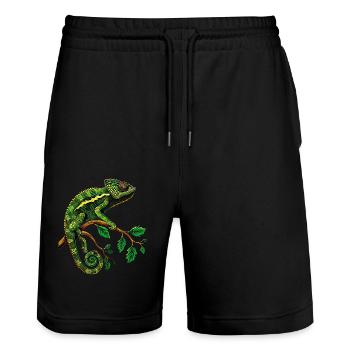 Caméléon, Lézard, Reptile, Iguane, Lézard, Caméléons - Short de jogging bio TRAINER Stanley/Stella unisexe - noir - Devant - Nik (191cm) & Marisol (170cm)