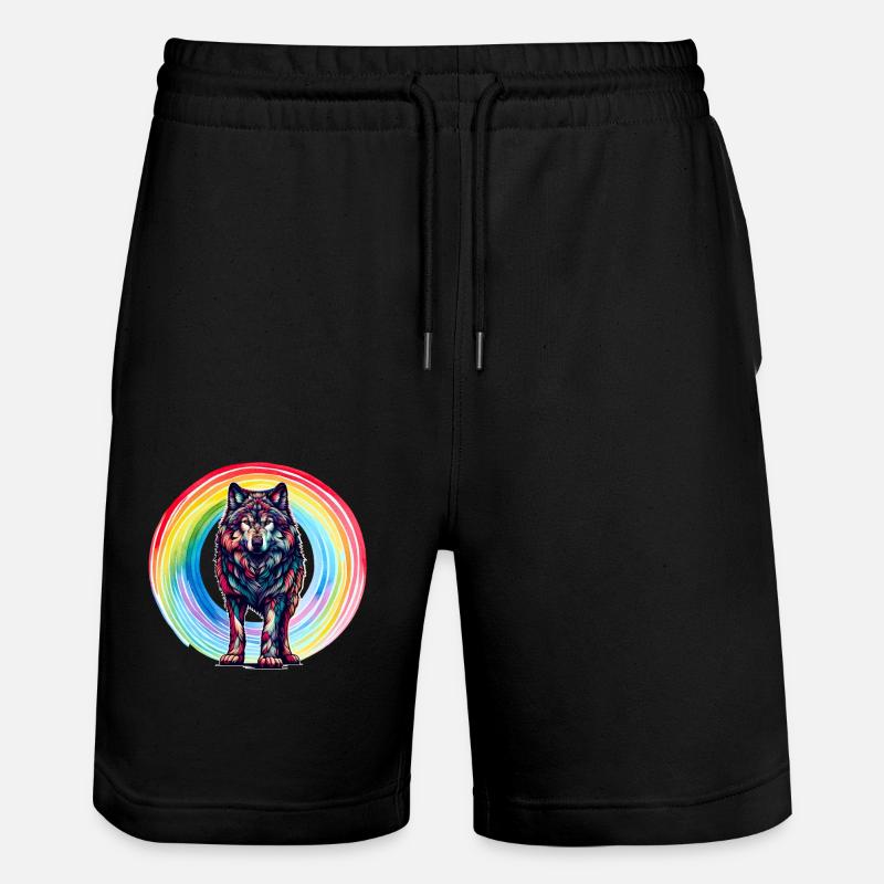 Wolf Wolves Rainbow - Stanley/Stella Trainer Unisex Organic Jogging Shorts - black
