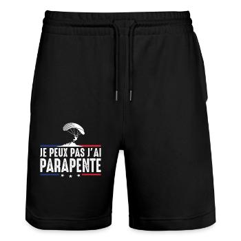Ich kann nicht, ich Gleitschirmspringer - Stanley/Stella Unisex Bio Joggingshorts Trainer  - Schwarz - Vorne - Nik (191cm) & Marisol (170cm)