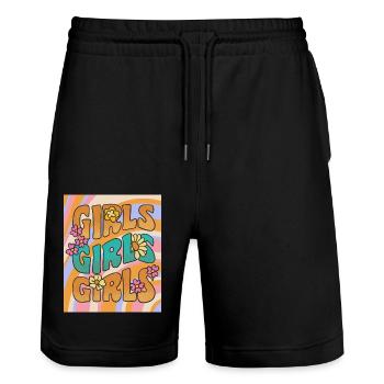 GIRLS - Stanley/Stella Unisex Bio Joggingshorts Trainer  - Schwarz - Vorne - Nik (191cm) & Marisol (170cm)