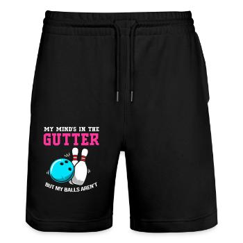 Bowling Bowler Bowling Skittles Bowling Ball - Stanley/Stella Trainer Unisex Organic Jogging Shorts - black - Front - Nik (191cm) & Marisol (170cm)