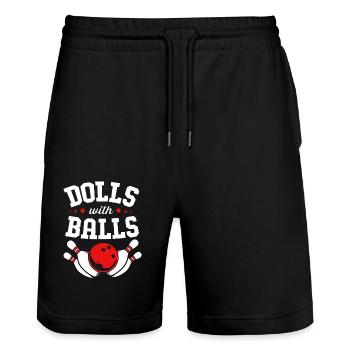 Bowling - Short de jogging bio TRAINER Stanley/Stella unisexe - noir - Devant - Nik (191cm) & Marisol (170cm)