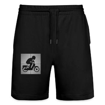 Moped moped scooter moped moped driver tshirt moped - Stanley/Stella Trainer Unisex Organic Jogging Shorts - black - Front - Nik (191cm) & Marisol (170cm)