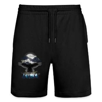 Halloween Raven Crow - Stanley/Stella Trainer Unisex Organic Jogging Shorts - black - Front - Nik (191cm) & Marisol (170cm)
