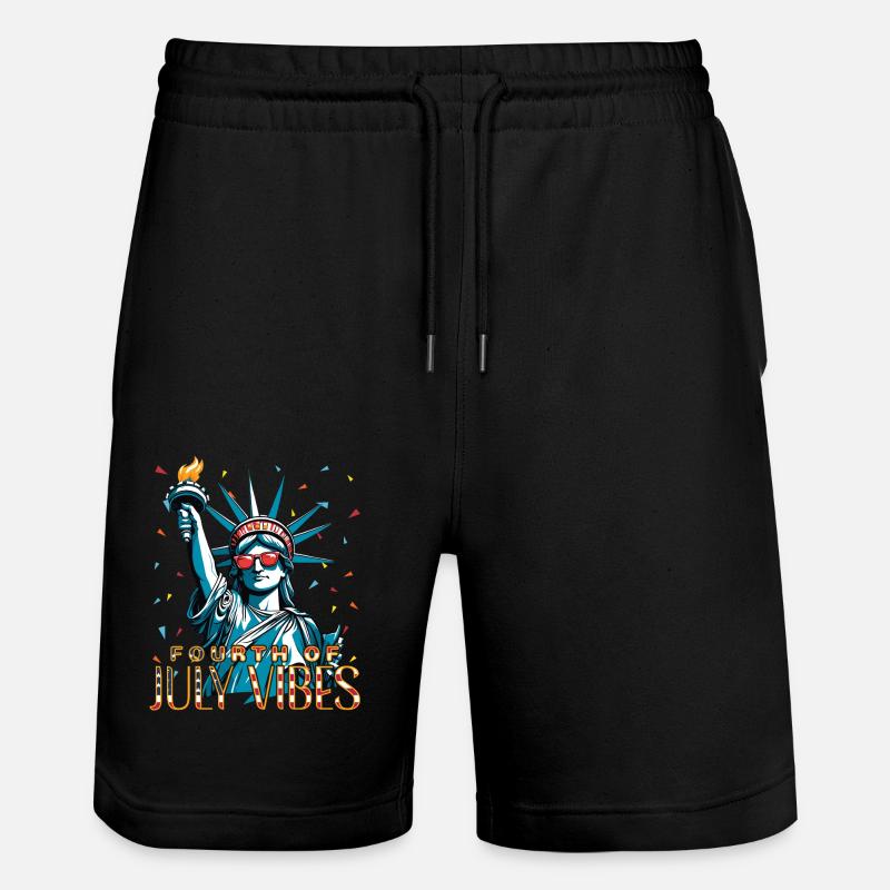 4.-juli-vibes, Freiheitsstatue Feiern - Stanley/Stella Unisex Bio Joggingshorts Trainer  - Schwarz