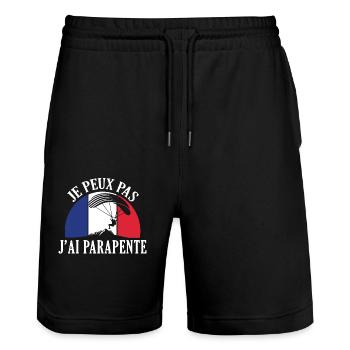 Ich kann nicht, ich Gleitschirmspringer - Stanley/Stella Unisex Bio Joggingshorts Trainer  - Schwarz - Vorne - Nik (191cm) & Marisol (170cm)