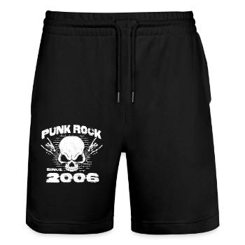 Punk Rock seit 2006 - Skull Rock gibt sich den 18. Platz - Stanley/Stella Unisex Bio Joggingshorts Trainer  - Schwarz - Vorne - Nik (191cm) & Marisol (170cm)