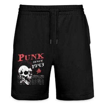 Punk seit 1943, Punks Not Dead, 81 Jahre alt und - Stanley/Stella Unisex Bio Joggingshorts Trainer  - Schwarz - Vorne - Nik (191cm) & Marisol (170cm)