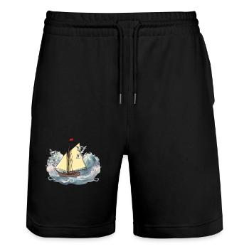 navire Navires Voilier Marin Yolle Captain’s Sea - Short de jogging bio TRAINER Stanley/Stella unisexe - noir - Devant - Nik (191cm) & Marisol (170cm)