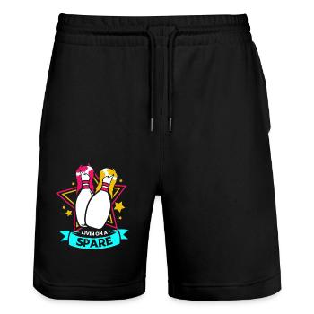 Bowling Bowler Bowling Skittles Bowling Ball - Stanley/Stella Trainer Unisex Organic Jogging Shorts - black - Front - Nik (191cm) & Marisol (170cm)