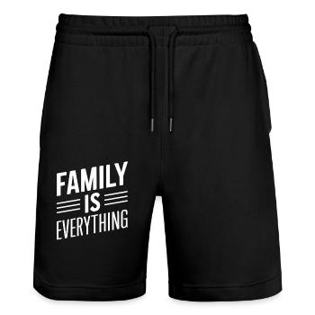 Family Is Everything – Colorful and Important - Stanley/Stella Trainer Unisex Organic Jogging Shorts - black - Front - Nik (191cm) & Marisol (170cm)