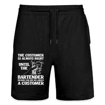 Bartender Mixologist The Customer - Stanley/Stella Trainer Unisex Organic Jogging Shorts - black - Front - Nik (191cm) & Marisol (170cm)