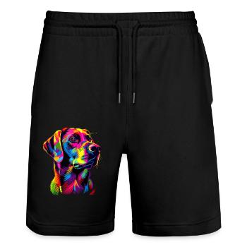 Labrador Retriever Couleurs Colorées Pop Art Chiens - Short de jogging bio TRAINER Stanley/Stella unisexe - noir - Devant - Nik (191cm) & Marisol (170cm)