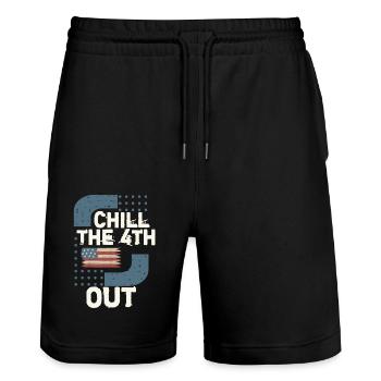 Funny 4 ter Juli - Stanley/Stella Unisex Bio Joggingshorts Trainer  - Schwarz - Vorne - Nik (191cm) & Marisol (170cm)