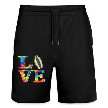 Barman Mixologue Tie Dye Love - Short de jogging bio TRAINER Stanley/Stella unisexe - noir - Devant - Nik (191cm) & Marisol (170cm)