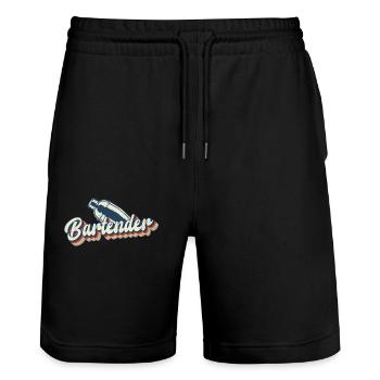 Barman Mixologue Rétro Vintage - Short de jogging bio TRAINER Stanley/Stella unisexe - noir - Devant - Nik (191cm) & Marisol (170cm)