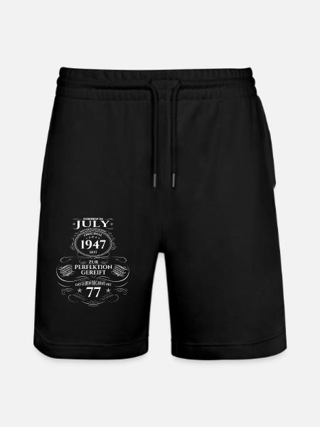 77th Birthday Original July 1947 Born 1947 - Stanley/Stella Trainer Unisex Organic Jogging Shorts - black