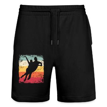Figure Skating Figure Skating Ice Skating - Stanley/Stella Trainer Unisex Organic Jogging Shorts - black - Front - Nik (191cm) & Marisol (170cm)