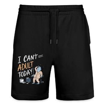 ICH KANN HEUTE NICHT ERWACHSEN WERDEN - Stanley/Stella Unisex Bio Joggingshorts Trainer  - Schwarz - Vorne - Nik (191cm) & Marisol (170cm)