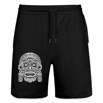 Mayan God Mayan Mythology Ek Chuah Mask - Stanley/Stella Trainer Unisex Organic Jogging Shorts - black - Front - Nik (191cm) & Marisol (170cm)