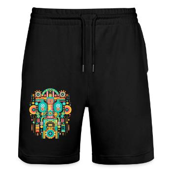 Maya Gott Mayanische Mythologie Itzamna - Stanley/Stella Unisex Bio Joggingshorts Trainer  - Schwarz - Vorne - Nik (191cm) & Marisol (170cm)