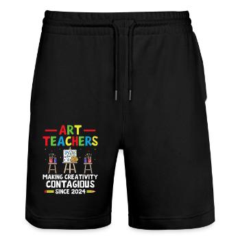 Kunstlehrer Schullehrer Lustige Kunstlehrer Scho - Stanley/Stella Unisex Bio Joggingshorts Trainer  - Schwarz - Vorne - Nik (191cm) & Marisol (170cm)