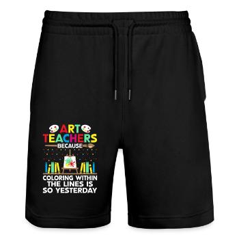 Kunstlehrer Schullehrer Lustige Kunstlehrer Scho - Stanley/Stella Unisex Bio Joggingshorts Trainer  - Schwarz - Vorne - Nik (191cm) & Marisol (170cm)