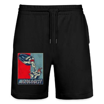 Bartender Mixologist Retro Vintage - Stanley/Stella Trainer Unisex Organic Jogging Shorts - black - Front - Nik (191cm) & Marisol (170cm)